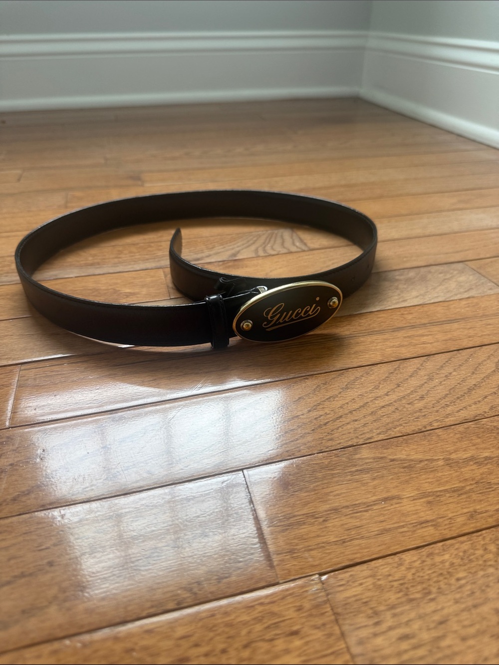 Gucci Black Leather Womens Logo Buckle Belt